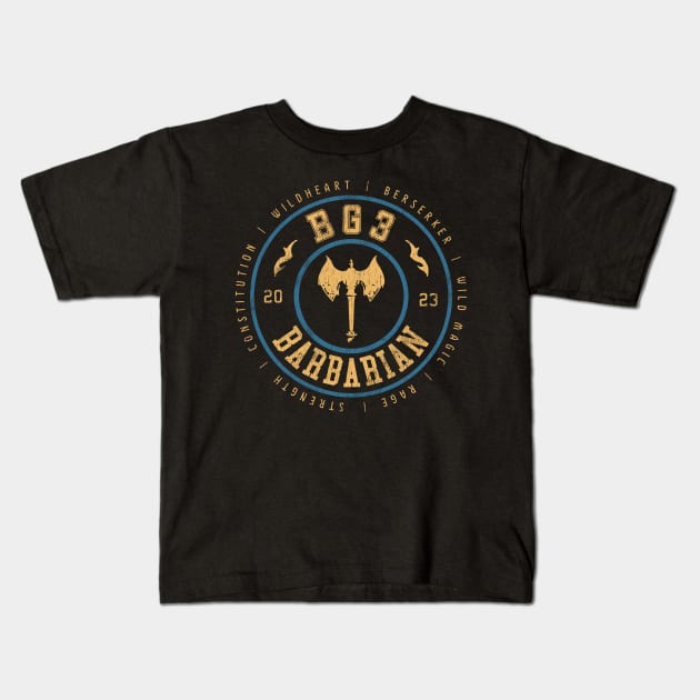 Baldur's Gate 3 Barbarian Kids T-Shirt by StebopDesigns